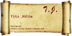 Titz Júlia névjegykártya